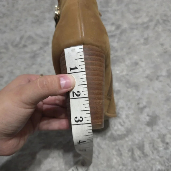 ALDO Mathia Brown Cognac Genuine Suede Block Heel Booties, Pre-loved, Zipper, 7 - Picture 13 of 16